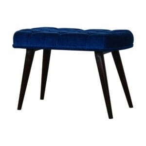 IN935 - Royal Blue Cotton Velvet Deep Button Bench-