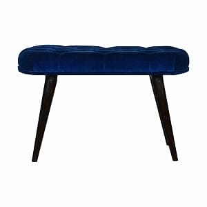 IN935 - Royal Blue Cotton Velvet Deep Button Bench-IN935-