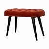 IN937-Brick Red Cotton Velvet Deep Button Bench-