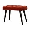 IN937-Brick Red Cotton Velvet Deep Button Bench-
