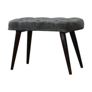 IN939-Grey Cotton Velvet Deep Button Bench-