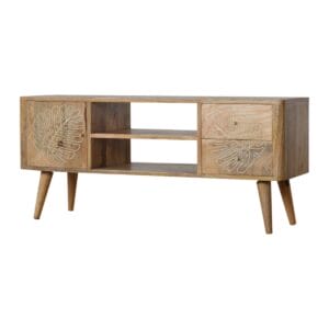 IN950-Leaf Embossed Resin Solid Wood Media Unit-