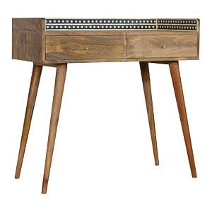 IN982 - Bone Inlay Gallery Back Console Table-