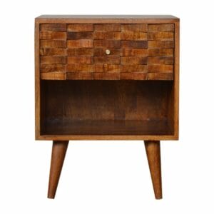 IN992 - Tile Carved Chestnut Bedside with Open Slot-IN992-