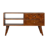 Artisan Tile Carved Chestnut TV Unit Solid Mango