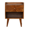 Artisan Sunrise Patterned Chestnut Bedside Table Mango Wood