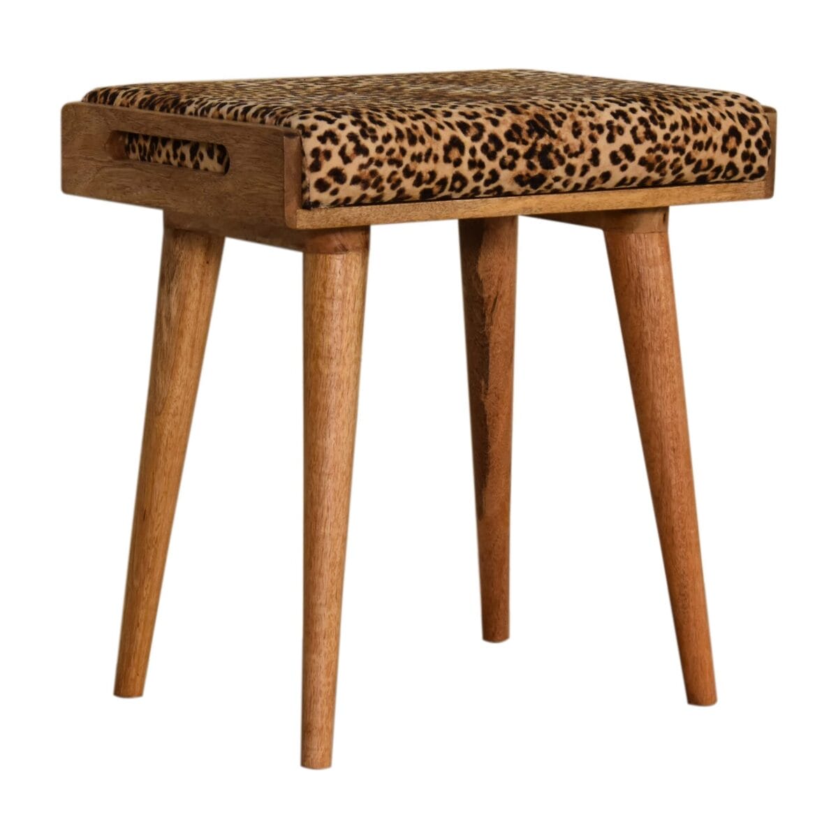 Leopard Velvet Tray Style Footstool 35x50x52cm-artisan