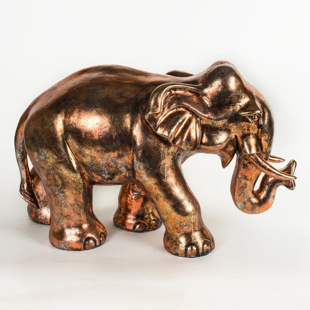 Small Copper Brushed Elephant Figurine-RSN114