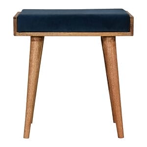 Teal Velvet Tray Style Footstool 35x50x52cm-IN1600